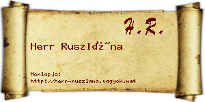 Herr Ruszlána névjegykártya